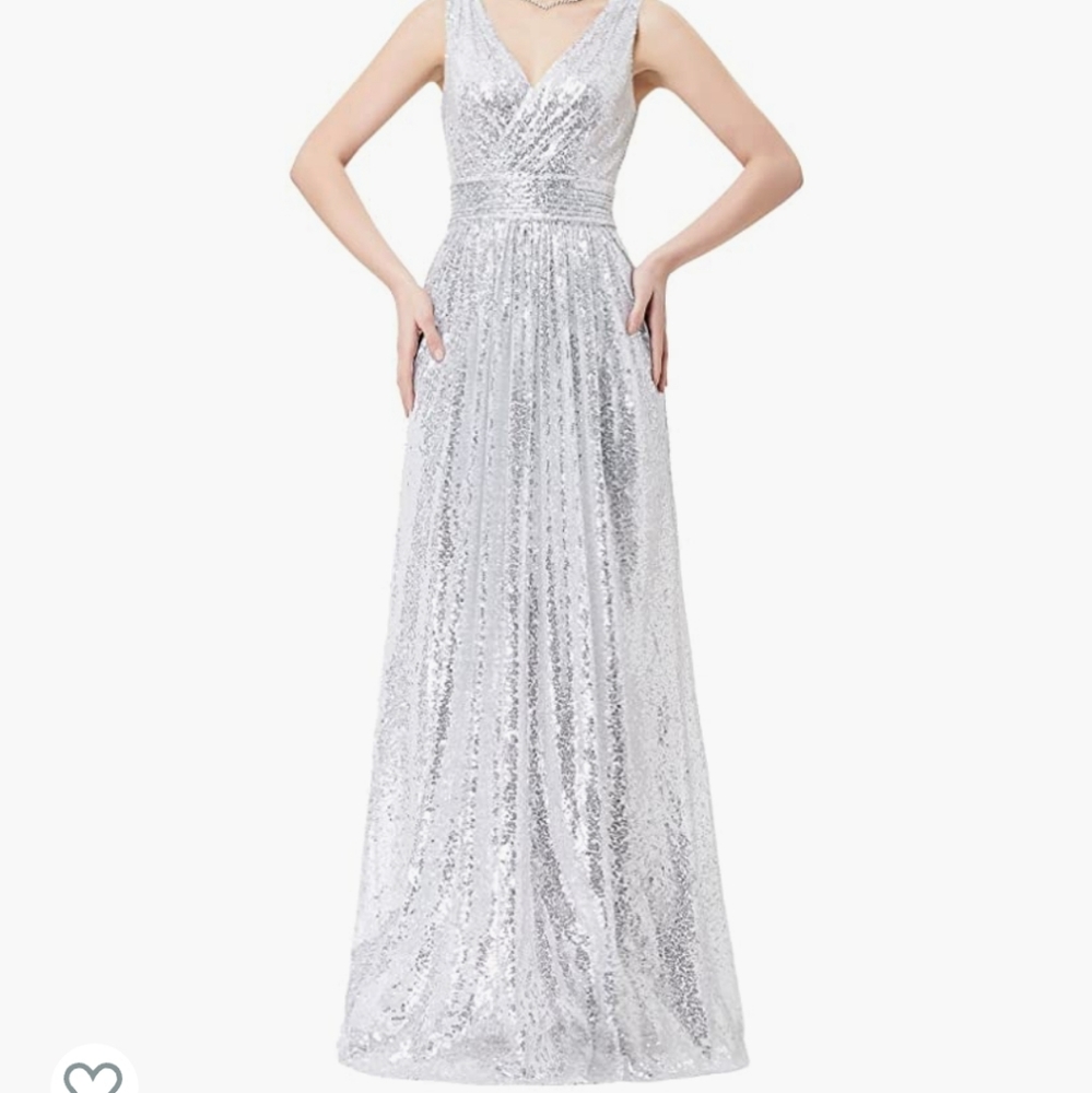 NWT KATE KASIN SIZE 12 SILVER GLITTER SPARKLY DRESS.